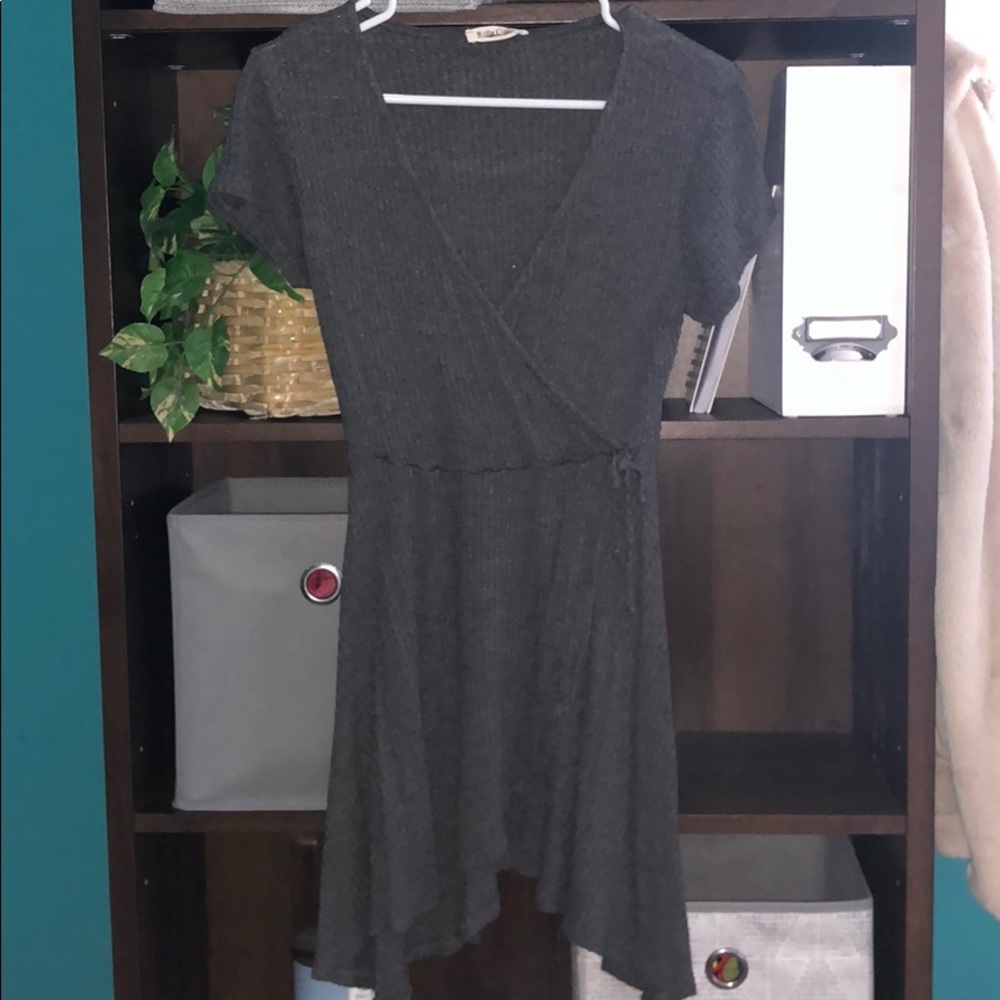 Juniors Wrap-Front waffle knit dress
